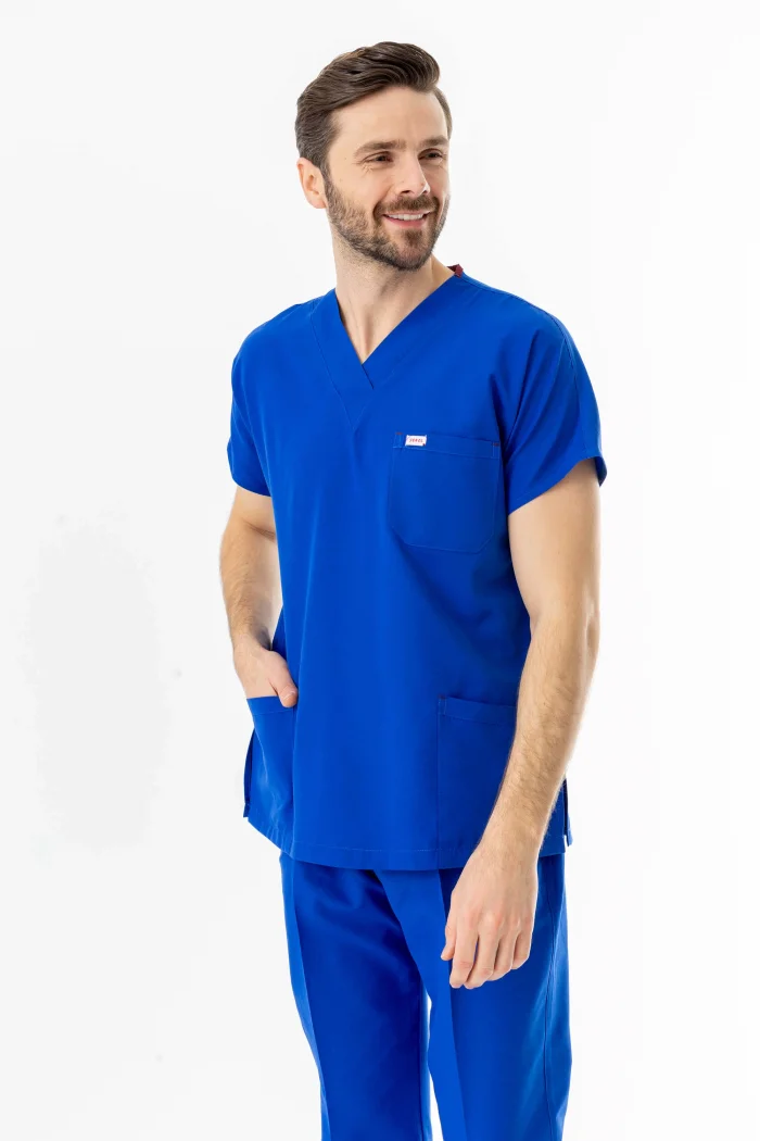 Terikoton Yarasa Kol Doktor Hemşire Forması Alt Üst Takım Saks Mavisi (TYRS00012)
