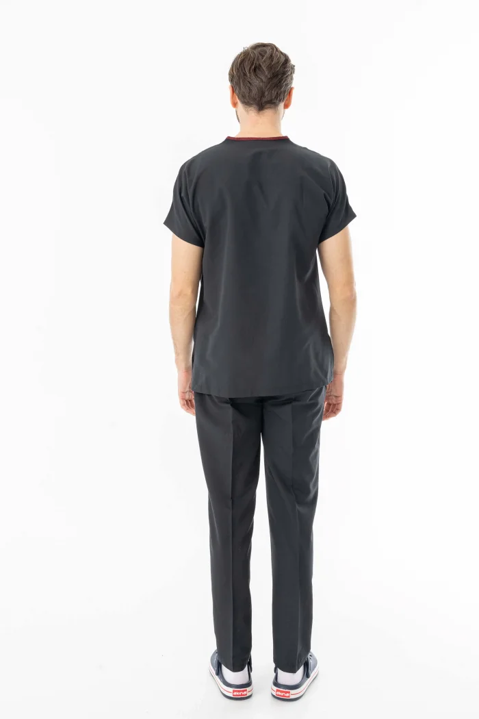 Terikoton Yarasa Kol Doktor Hemşire Forması Alt Üst Takım Siyah (TYRS0002)