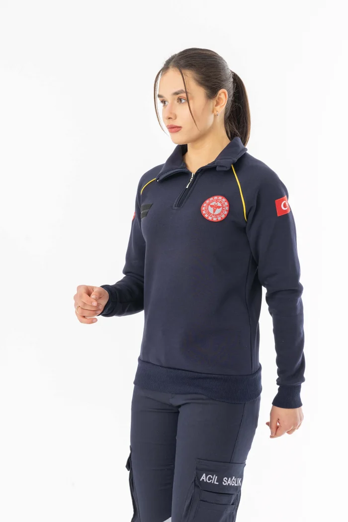 112 Acil Tıp Teknisyeni Uzun Kol Fermuarlı Sweatshirt Unisex (ATT005)