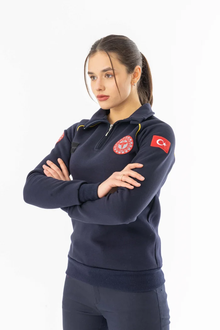 112 Acil Tıp Teknisyeni Uzun Kol Fermuarlı Sweatshirt Unisex (ATT005)