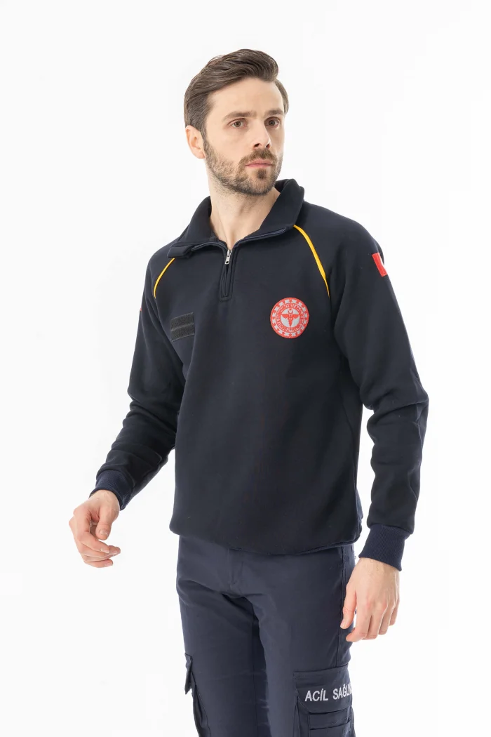 112 Acil Tıp Teknisyeni Uzun Kol Fermuarlı Sweatshirt Unisex (ATT005)