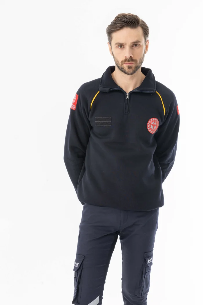 112 Acil Tıp Teknisyeni Uzun Kol Fermuarlı Sweatshirt Unisex (ATT005)