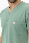 Gofre Likra Yarasa Kol Doktor Hemşire Tek Üst Forma Küf Yeşili (GFR3006)