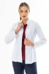 Hakim Yaka Kulplu Kadın Doktor Önlüğü Alpaka Kumaş Ceket Boy (BKO001)
