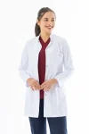 Hakim Yaka Orta Boy Kadın Doktor Önlüğü Alpaka Kumaş Beyaz (BKO002)