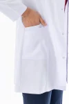 Hakim Yaka Orta Boy Kadın Doktor Önlüğü Alpaka Kumaş Beyaz (BKO002)