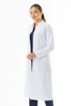 Hakim Yaka Maxi boy Kadın Doktor Önlüğü Alpaka Kumaş Beyaz (BKO004)