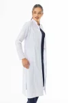 Hakim Yaka Maxi boy Kadın Doktor Önlüğü Alpaka Kumaş Beyaz (BKO004)