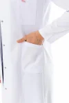Hakim Yaka Maxi boy Kadın Doktor Önlüğü Alpaka Kumaş Beyaz (BKO004)