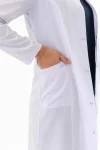 Hakim Yaka Uzun Boy Kadın Doktor Önlüğü Alpaka Kumaş Beyaz (BKO003)