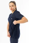 Kısa Kol Hamile Doktor Hemşire Önlüğü Alpaka Kumaş Lacivert (HML002)