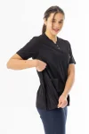 Kısa Kol Hamile Doktor Hemşire Önlüğü Alpaka Kumaş Siyah (HML003)