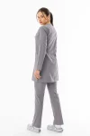 Likra Uzun Kol Doktor Hemşire Forması Alt Üst Takım Açık Gri (LTST20012)