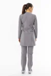 Likra Uzun Kol Doktor Hemşire Forması Alt Üst Takım Açık Gri (LTST20012)