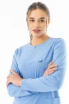 Likra Uzun Kol Doktor Hemşire Forması Alt Üst Takım Açık Mavi (LTST20019)