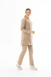 Likra Uzun Kol Doktor Hemşire Forması Alt Üst Takım Bej (LTST200016)