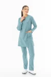 Likra Uzun Kol Doktor Hemşire Forması Alt Üst Takım Filiz Yeşili (LTST20011)