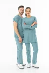 Likra Uzun Kol Doktor Hemşire Forması Alt Üst Takım Filiz Yeşili (LTST20011)