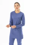 Likra Uzun Kol Doktor Hemşire Forması Alt Üst Takım Kot Mavisi (LTST20004)