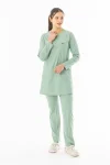 Likra Uzun Kol Doktor Hemşire Forması Alt Üst Takım Küf Yeşili (LTST20020)