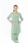 Likra Uzun Kol Doktor Hemşire Forması Alt Üst Takım Küf Yeşili (LTST20020)