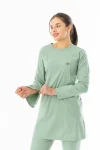 Likra Uzun Kol Doktor Hemşire Forması Alt Üst Takım Küf Yeşili (LTST20020)