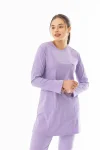 Likra Uzun Kol Doktor Hemşire Forması Alt Üst Takım Lila (LTST20005)