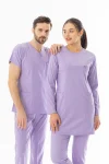Likra Uzun Kol Doktor Hemşire Forması Alt Üst Takım Lila (LTST20005)