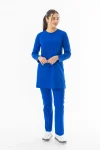 Likra Uzun Kol Doktor Hemşire Forması Alt Üst Takım Saks Mavisi (LTST20010)