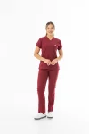 Likra Yarasa Kol Doktor Hemşire Forması Alt Üst Takım Bordo (LYRS1003)