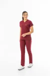 Likra Yarasa Kol Doktor Hemşire Forması Alt Üst Takım Bordo (LYRS1003)