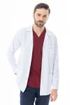 Spor Yaka Ceket Boy Erkek Doktor Önlüğü Alpaka Kumaş Beyaz (BEO101)