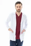 Spor Yaka Ceket Boy Erkek Doktor Önlüğü Alpaka Kumaş Beyaz (BEO101)