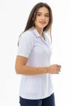 Spor Yaka Kısa Kol Kadın Doktor Önlüğü Alpaka Kumaş Beyaz (BKO009)