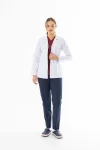 Spor Yaka Kulplu Kadın Doktor Önlüğü Alpaka Kumaş Ceket Boy (BKO005)