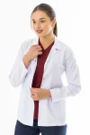 Spor Yaka Kulplu Kadın Doktor Önlüğü Alpaka Kumaş Ceket Boy (BKO005)