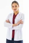 Spor Yaka Kulplu Kadın Doktor Önlüğü Alpaka Kumaş Ceket Boy (BKO005)