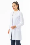 Spor Yaka Uzun Kol Kadın Doktor Önlüğü Alpaka Kumaş Beyaz (RNKO101)