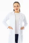 Spor Yaka Uzun Kol Kadın Doktor Önlüğü Alpaka Kumaş Beyaz (RNKO101)