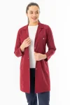 Spor Yaka Uzun Kol Kadın Personel Önlüğü Alpaka Kumaş Bordo (RNK107)