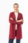 Spor Yaka Uzun Kol Kadın Personel Önlüğü Alpaka Kumaş Bordo (RNK107)