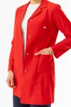 Spor Yaka Uzun Kol Kadın Personel Önlüğü Alpaka Kumaş Kırmızı (RNK104)