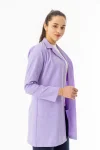 Spor Yaka Uzun Kol Kadın Personel Önlüğü Alpaka Kumaş Lila (RNK106)