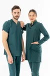 Terikoton Uzun Kol Doktor Hemşire Forması Alt Üst Takım Avcı Yeşili (TTST0004)