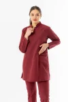 Terikoton Uzun Kol Doktor Hemşire Forması Alt Üst Takım Bordo (TTST0003)