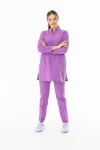 Terikoton Uzun Kol Doktor Hemşire Forması Alt Üst Takım Koyu Lila (TTST0009)