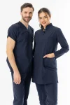 Terikoton Uzun Kol Doktor Hemşire Forması Alt Üst Takım Lacivert (TTST0001)