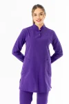 Terikoton Uzun Kol Doktor Hemşire Forması Alt Üst Takım Mor (TTST00011)
