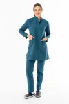 Terikoton Uzun Kol Doktor Hemşire Forması Alt Üst Takım Petrol Yeşili (TTST0007)