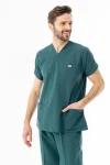 Terikoton Yarasa Kol Doktor Hemşire Forması Alt Üst Takım Avcı Yeşili (TYRS0007)